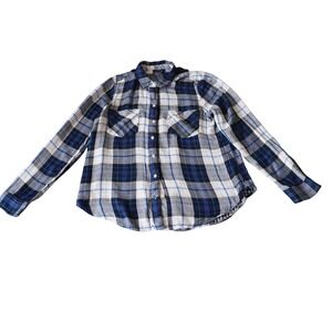 Lucky Brand Plaid Button Down Shirt Womens M‎ Blue Green Casual